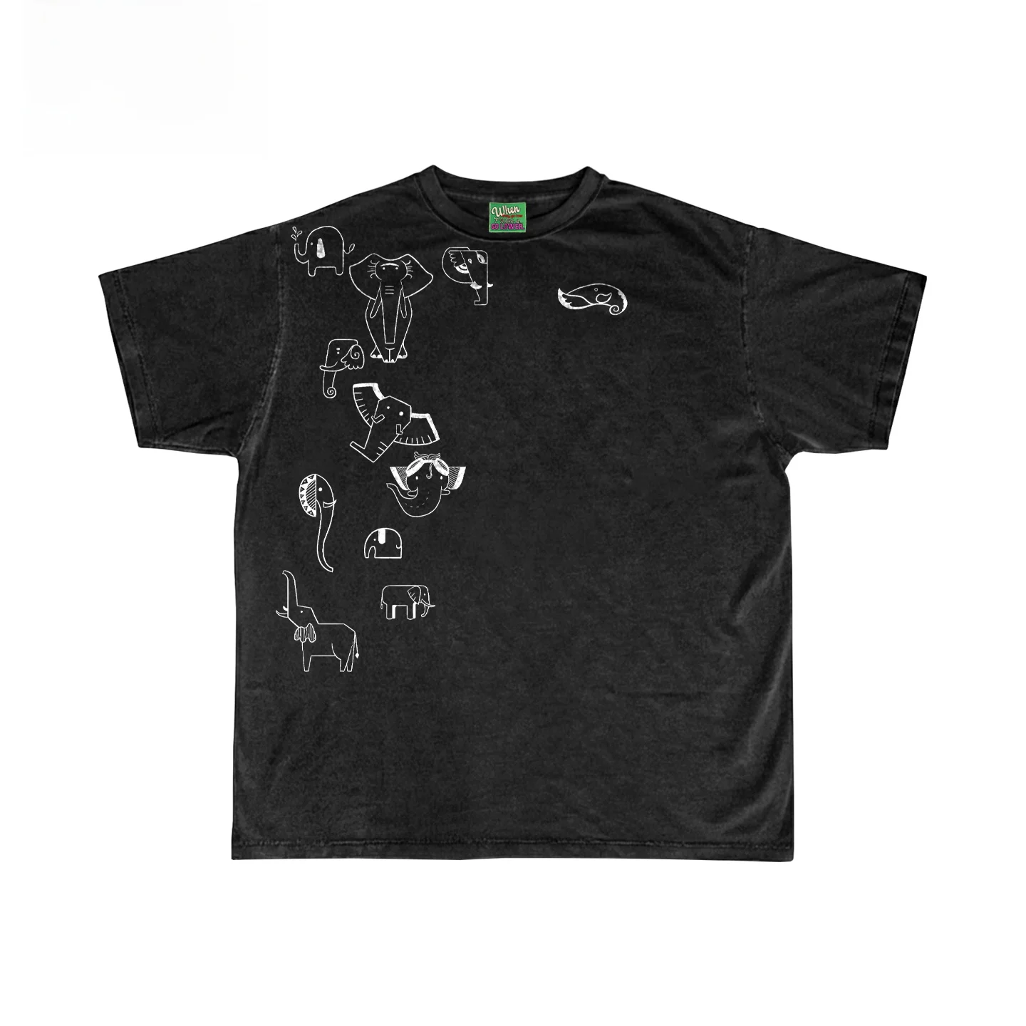 Washed Short Sleeve T-Shirt Graffiti Line Sketch Subculture Luxury Mosaic JHYQ Original Soul Interesting Fashion Clothing