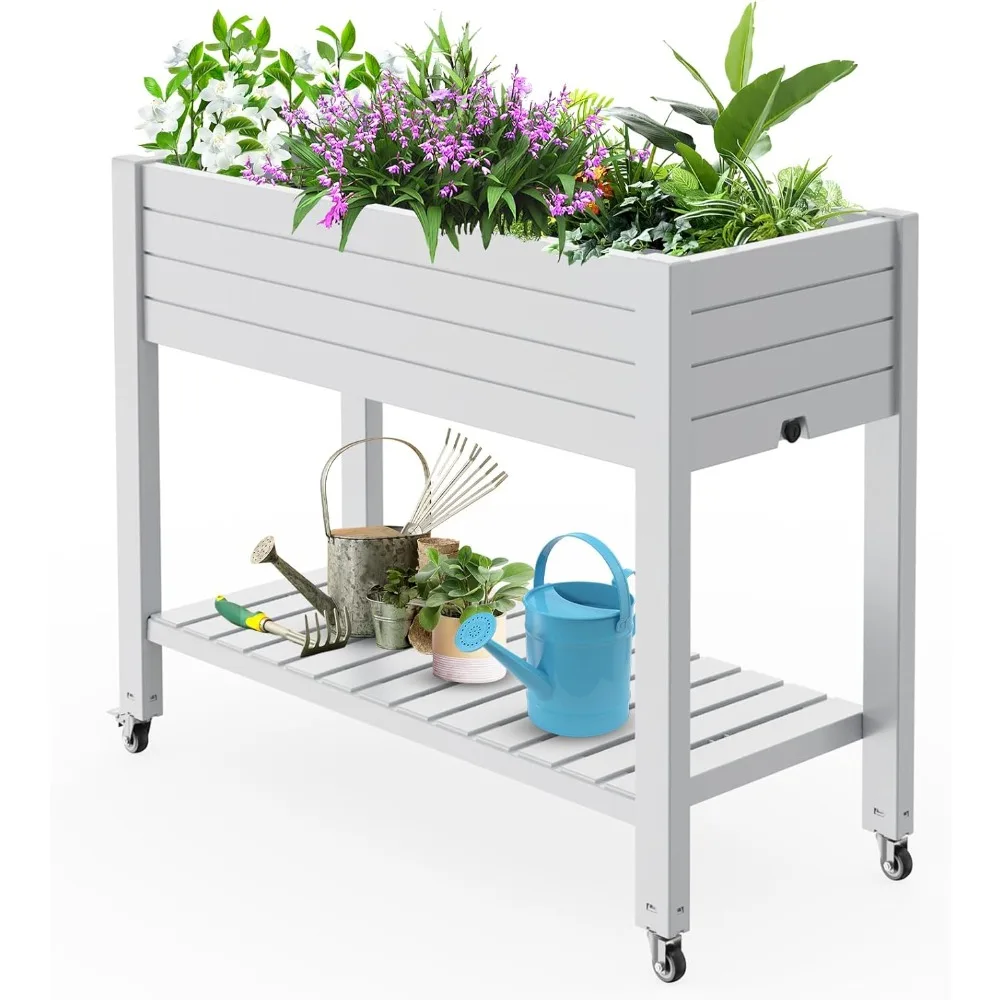 

Elevated Horticulture Raised Garden Bed with Legs, Divisible Raised Resin Planter Box for Backyard, Patio, Balcony, with 4 Legs,