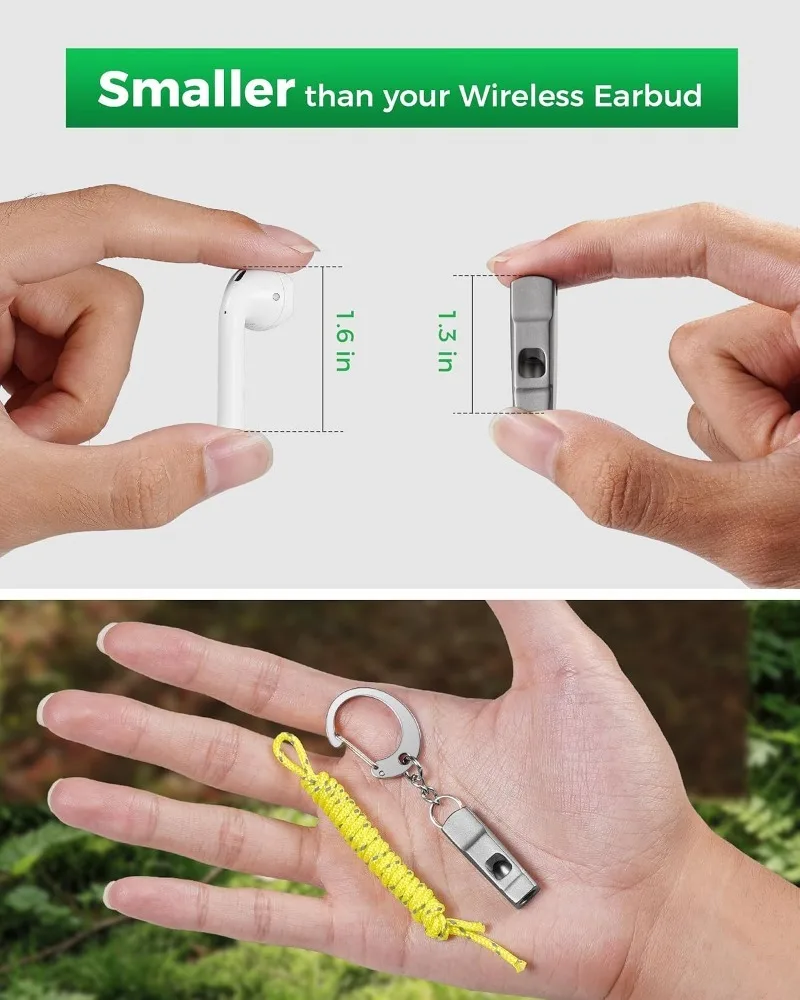 Mini Titanium Emergency Survival Whistle 120dB Pea‑Less Rustproof EDC Keychain Whistle for Outdoor Camping Hiking Survival Emerg