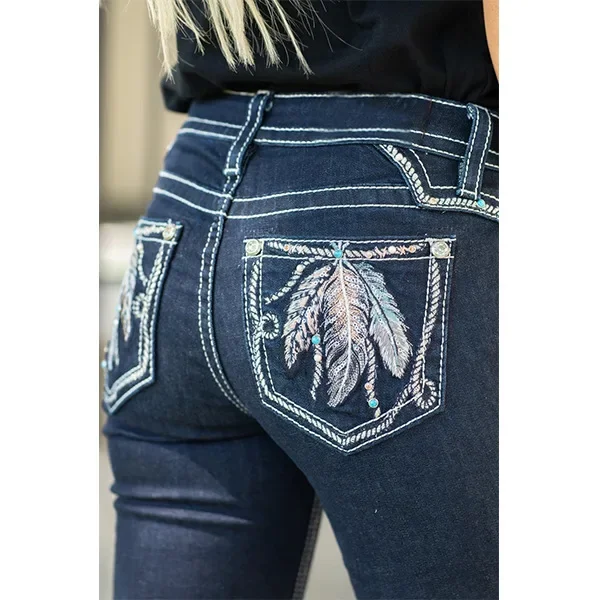 Jeans Women Long Pants Denim Pant Straight Trousers Elegant Splice Slim Fit Casual Simple Regular Solid Autumn Winter 2024