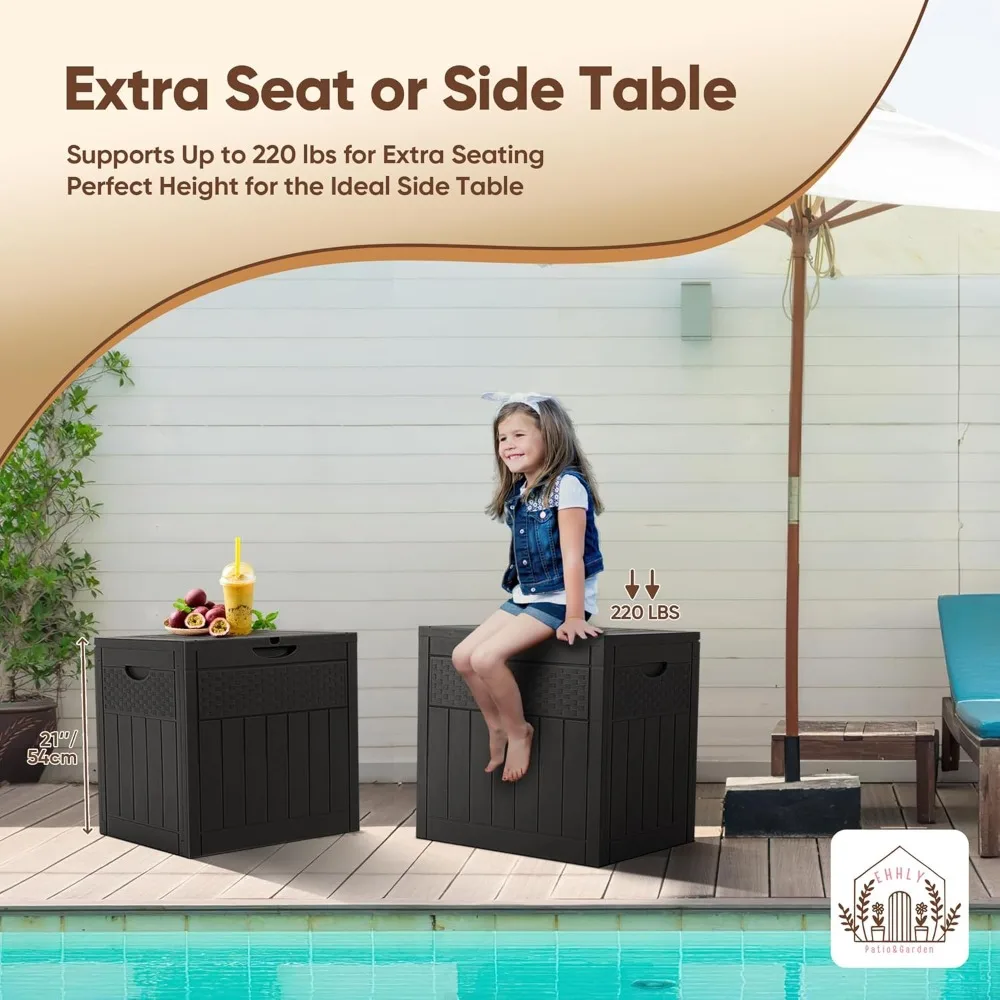 방수 야외 보관함 2개 세트, 소형 데크 박스, 잠금 가능한 안전 배송 패키지 상자, 파티오용, 내후성