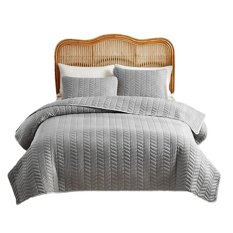 3pcs Color Quilted Summer Double King Queen Size Bedspread Set Luxuriously Soft Breathable Comfort Set for Bedrooms and Dorms