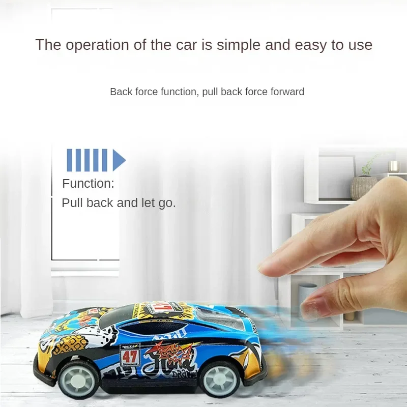 Kids Alloy Pull Back Car Toys Mini City Cartoon Inertia Racing Car Model Diecast Vehicle For Boys Girls Birthday Xmas Gift Bag