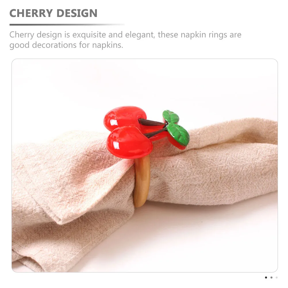 

6pcs Cherry Napkin Rings Plastic Alloy Holder Buckles Decorative Tableware Dining Room Banquet Party Accessories