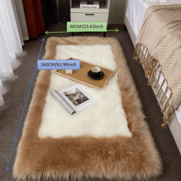 

1pc Soft Fluffy Sheepskin Rug - Non-Slip Machine Washable Carpet for Bedroom Living Room Decor