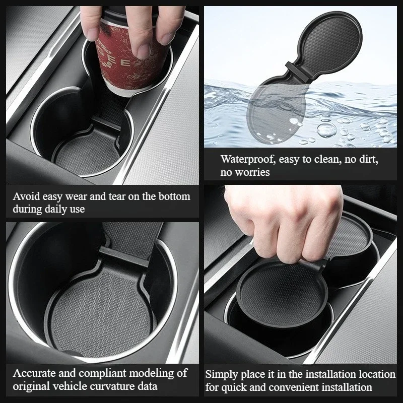 For Tesla Model Y Juniper 2026 Central Control Anti Slip Cup Mat Storage Cup Mat Car Water Cup Holder Mat Drink Insert Coaster
