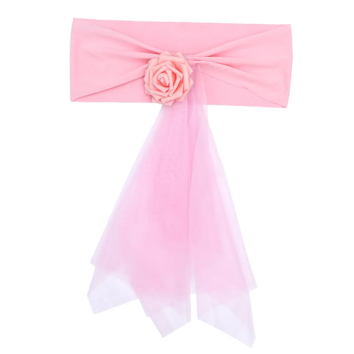 Wedding Party Chair Sashes Bows Pink Organza Easy to Tie Drape Table Runner Comfortable Touch Hard to Shrink Chair Sashes Bows