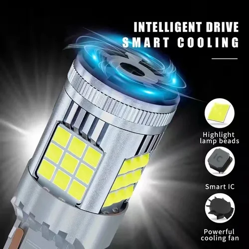 Imagen 2 del producto 1/2 Uds Super brillante 30W 1156 BA15S BAU15S 1157 PY21W T20 7440 bombillas LED de alta potencia 3000LM reemplazar para luz de marcha atrás de coche