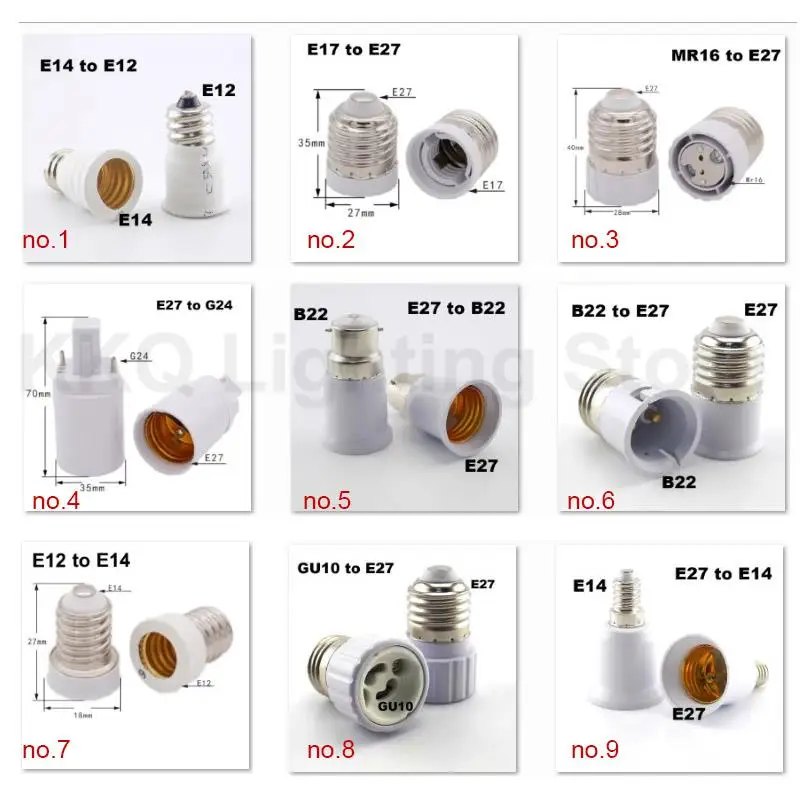 2x E27 GU10 G9 E12 B22 MR16 to E27 E40 E14 LED light Bulb Holder Converter AC base power Socket Adapter lampholder For lamp k