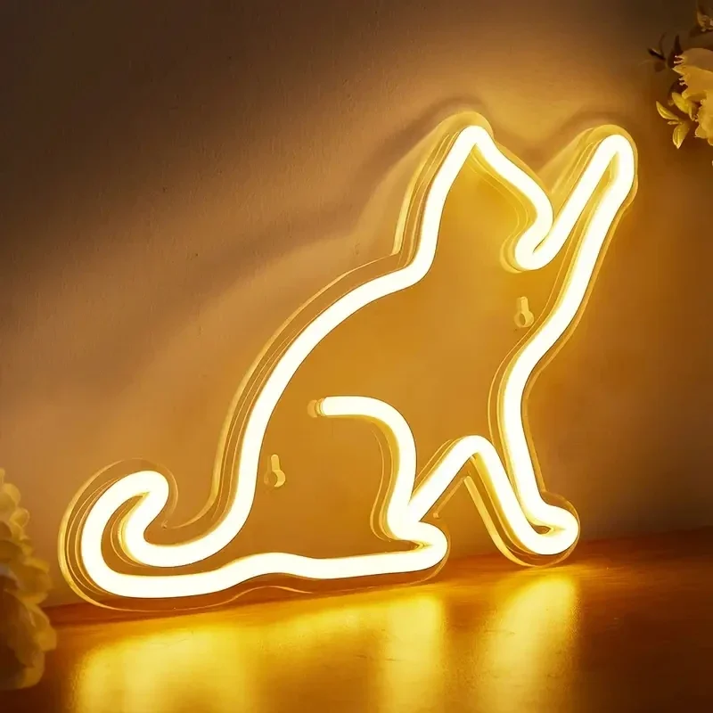 Katze LED Neon Schild USB Powered Nachtlicht, 3D Wand Kunst Dekor für Schlafzimmer Wohnzimmer Lampe Urlaub Geschenk für Kinder Kinder Mädchen