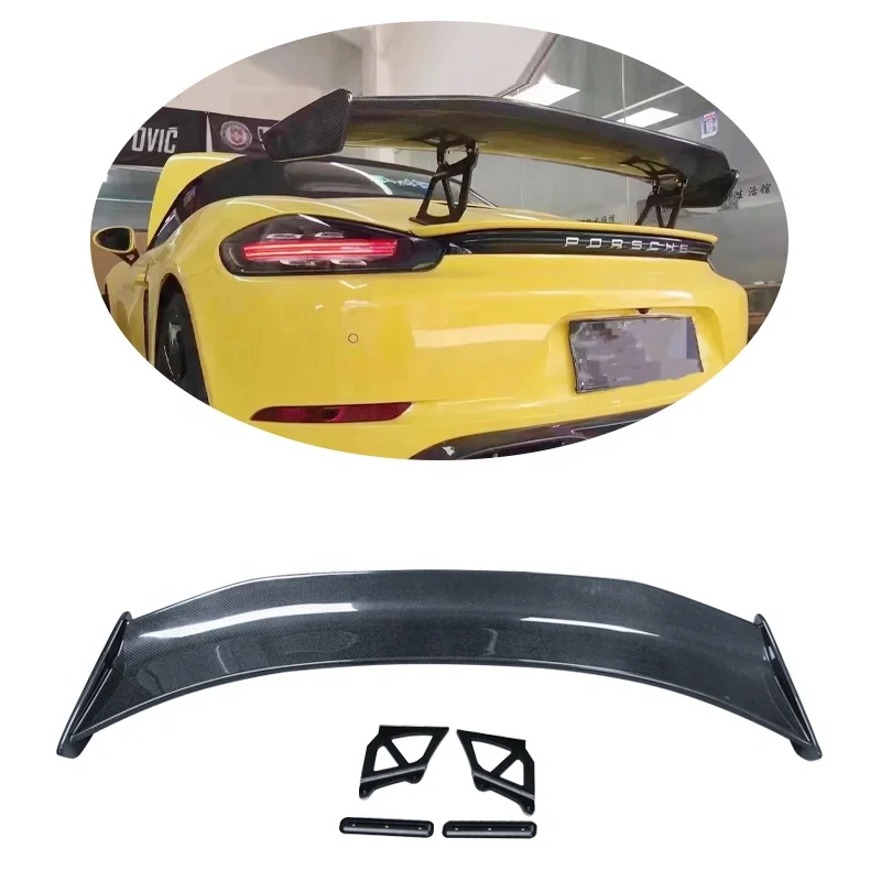 

For Porsche Cayman Boxster GT4 981 718 987 Rear Trunk Spoiler Wing Real Carbon Fiber