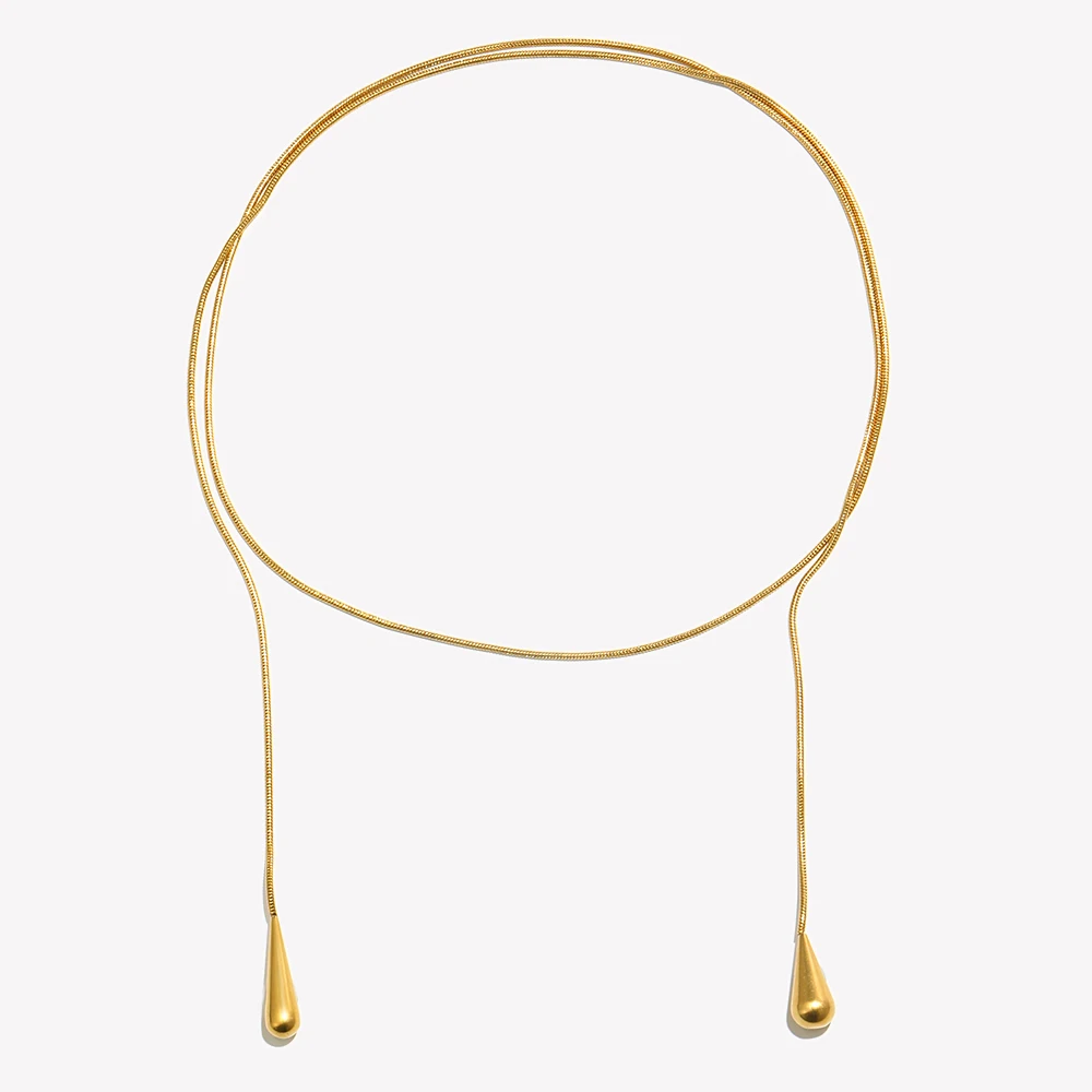 قطرة الماء ثعبان سلاسل قلادة للنساء ، فضي اللون ، الفولاذ المقاوم للصدأ الملحقات ، 18K مطلية بالذهب ، سلسلة الرقبة ، تشويه الحرة ، اثنين