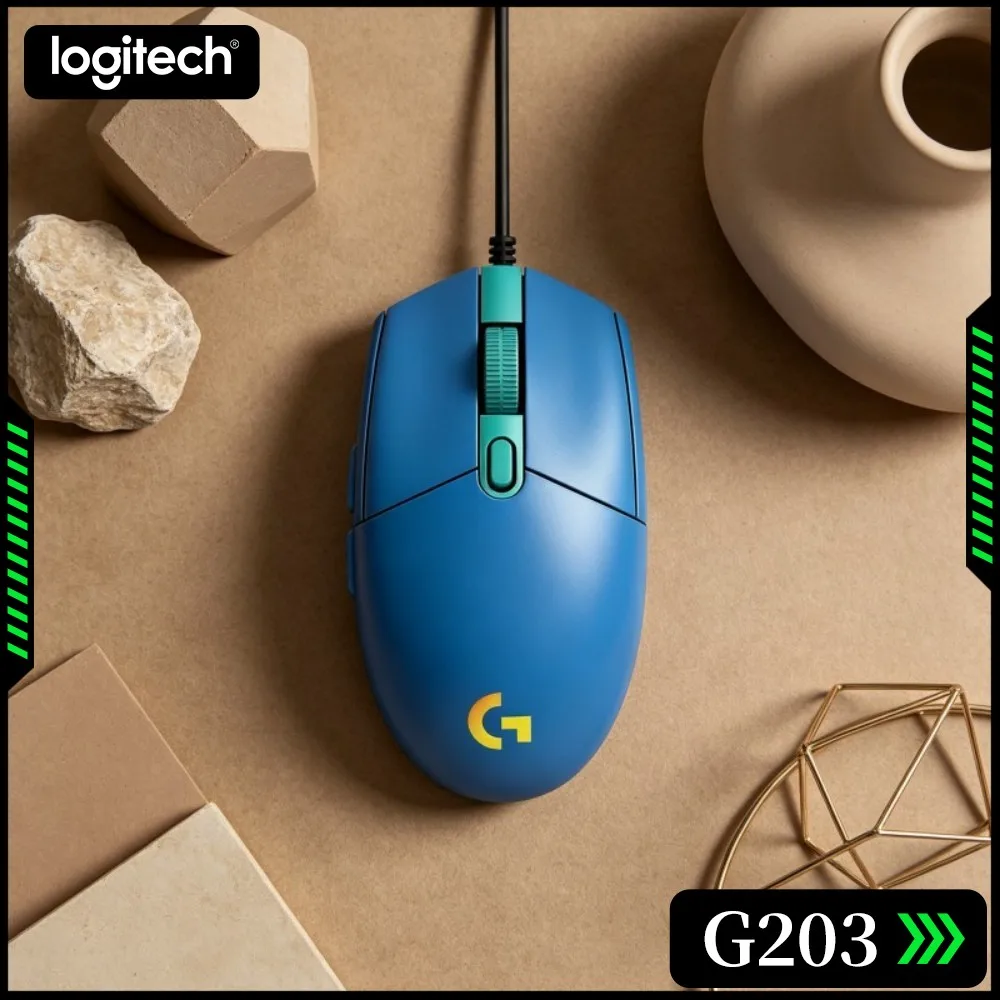 Logitech G203 Wired Gaming Mouse Satisfying Hand‑Contact Glowing RGB Anti‑Slip Base Keys USB Notebook Office