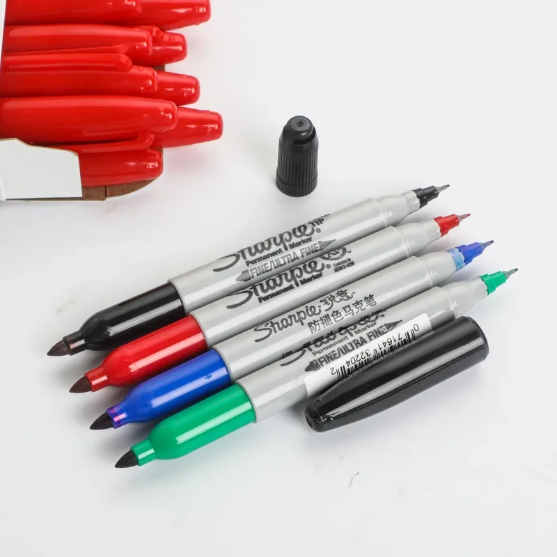 Sharpie Double-end Marker Pen 1mm & 0.5mm 4 Colors Waterproof Permanent Art Dust-free Pen Creative Doodling Writing Stationery