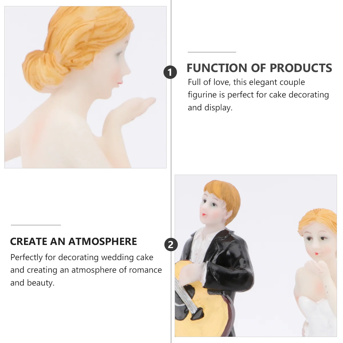 

Romantic Natural Resin Wedding Couple Cake Topper Elegant Guitar Bride Groom Decoration Perfect Wedding Cake Decor