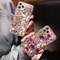 Luxury Bling Diamond Bottle Rhinestone Flower Case For Samsung A35 A54 A22 A32 5G A52 A71 4G A51 A72 A73 A53 A33 Cover Case