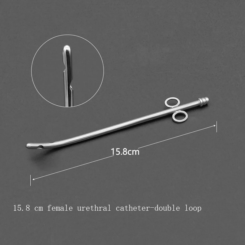 Stainless steel medical catheter hollow urethral drainage tube for men and women with chicken heart double-loop catheter