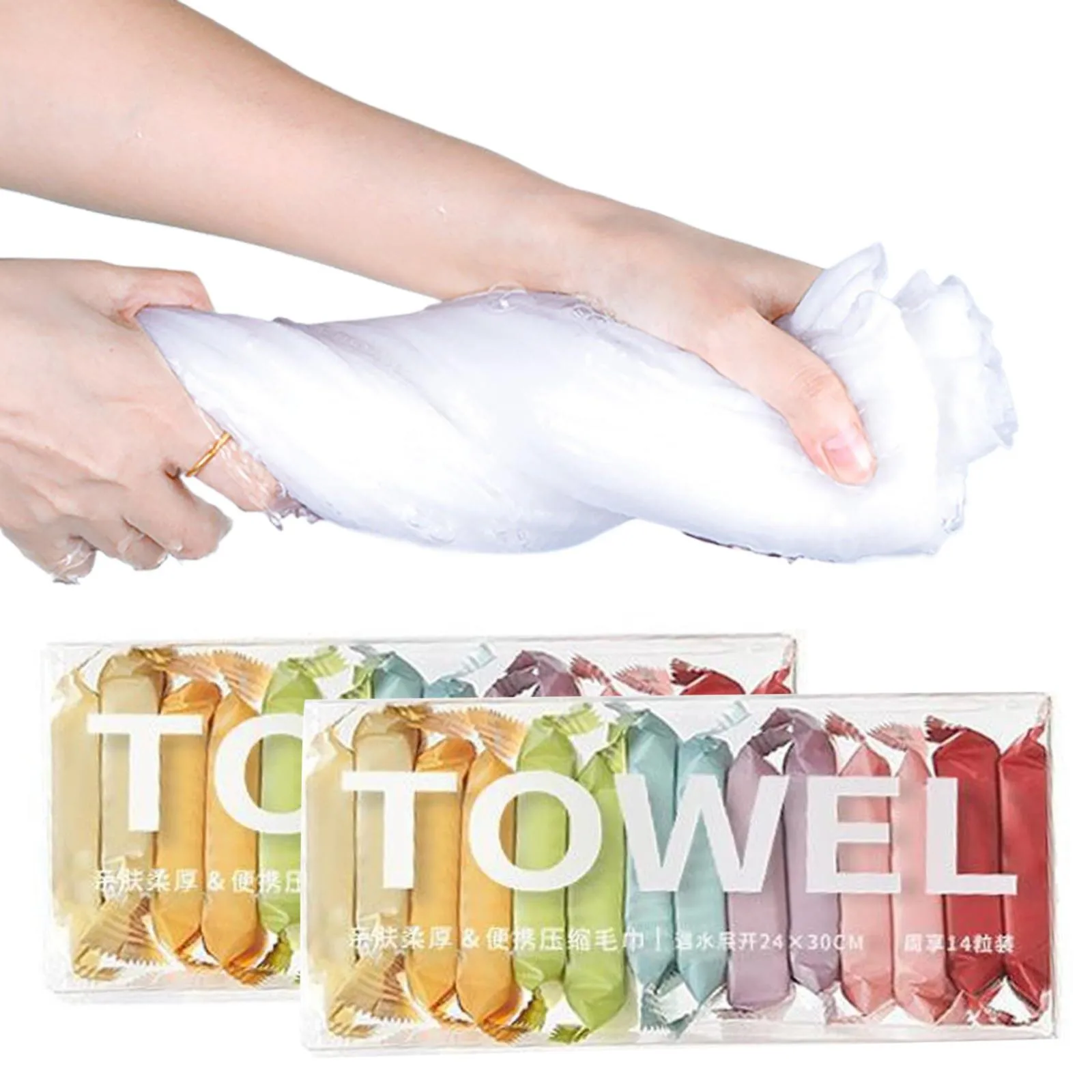 Portable Compressed Towel Tablets: 14 Pack Disposable Hotel Wash Extra Large Towels for Bathroom Microfiber Hair Towel Large