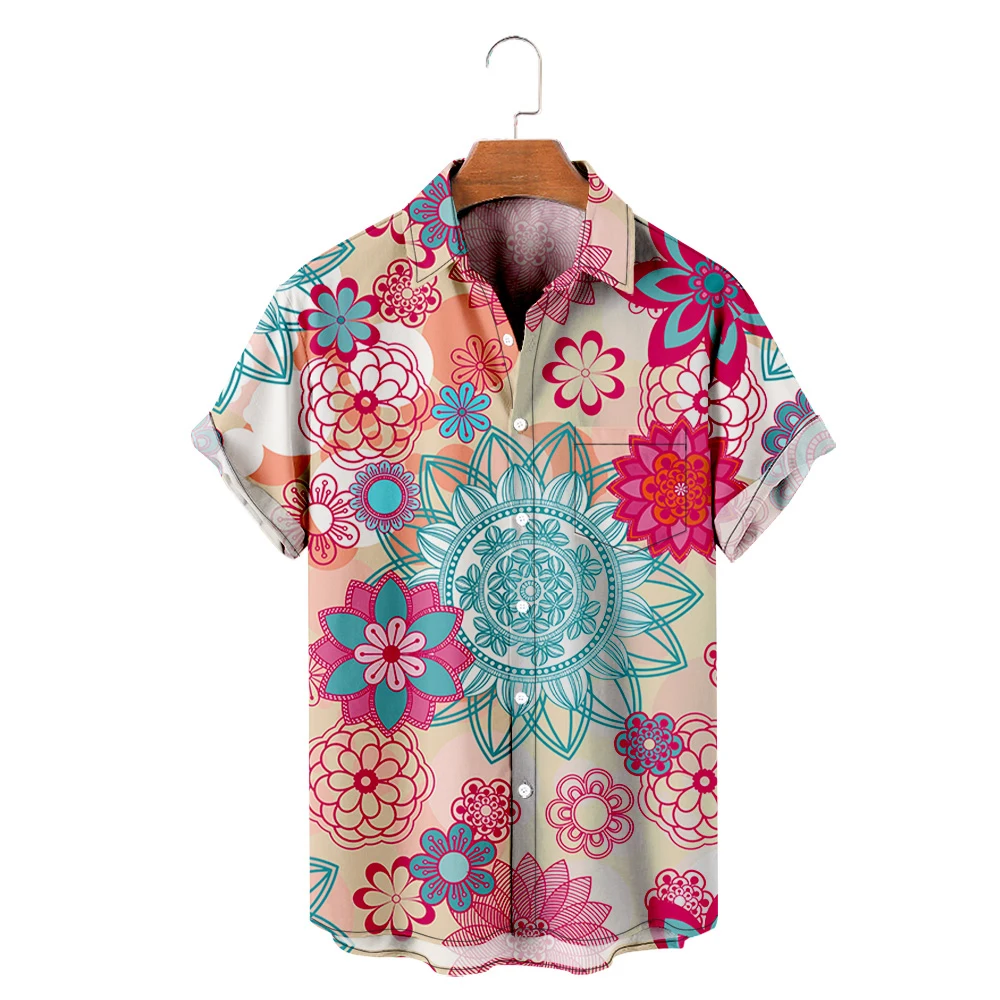 

Men's Hawaiian T-Shirt Datura Flowers Style 3D Printed Y2K Hombre Fashion Shirt Casual Beach Oversized Clothes 5