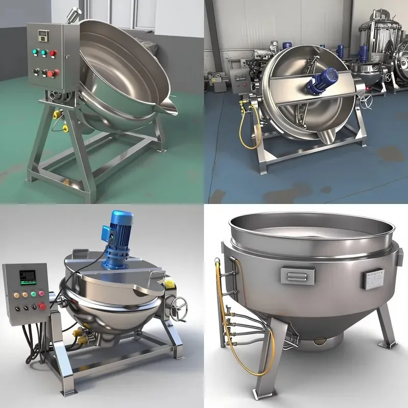 Industrial Stainless Steel Jacketed Cooking Pot with Agitator Electric Gas Steam Heating Tilted Kettle 100-500kg/h Capacity
