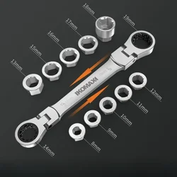 Ratchet Spanner with Power Saving Dual Purpose Two-way Quick Spanner Socket Universal Wheel Set Automatic Trimming Tool