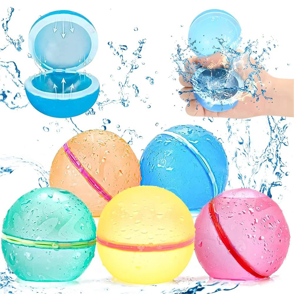 

1-12 Pack Reusable Water Balls, Self-Seal Fast Inflating Silicone Water Balls, Summer Pool Beach Outdoor Activity Water Toys