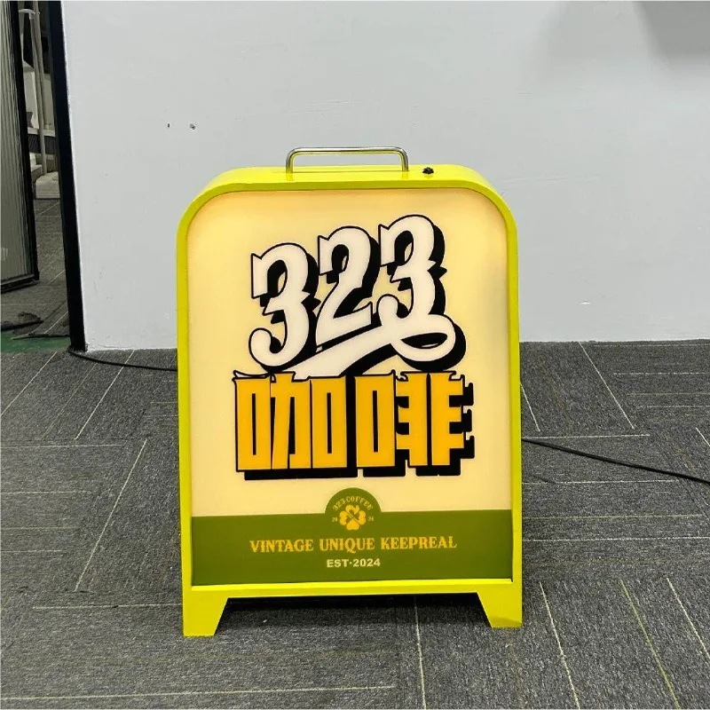 

Popular portable removable light box removable charging signboard billboard outdoor stall vertical Internet celebrity light sign