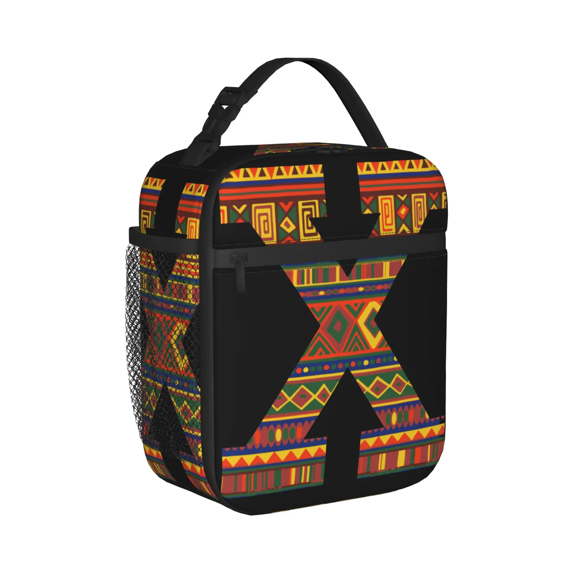 Malcolm X Black History Month African Print Insulated Lunch Bag Leakproof Black Rights Meal Container Cooler Bag Tote Lunch Box