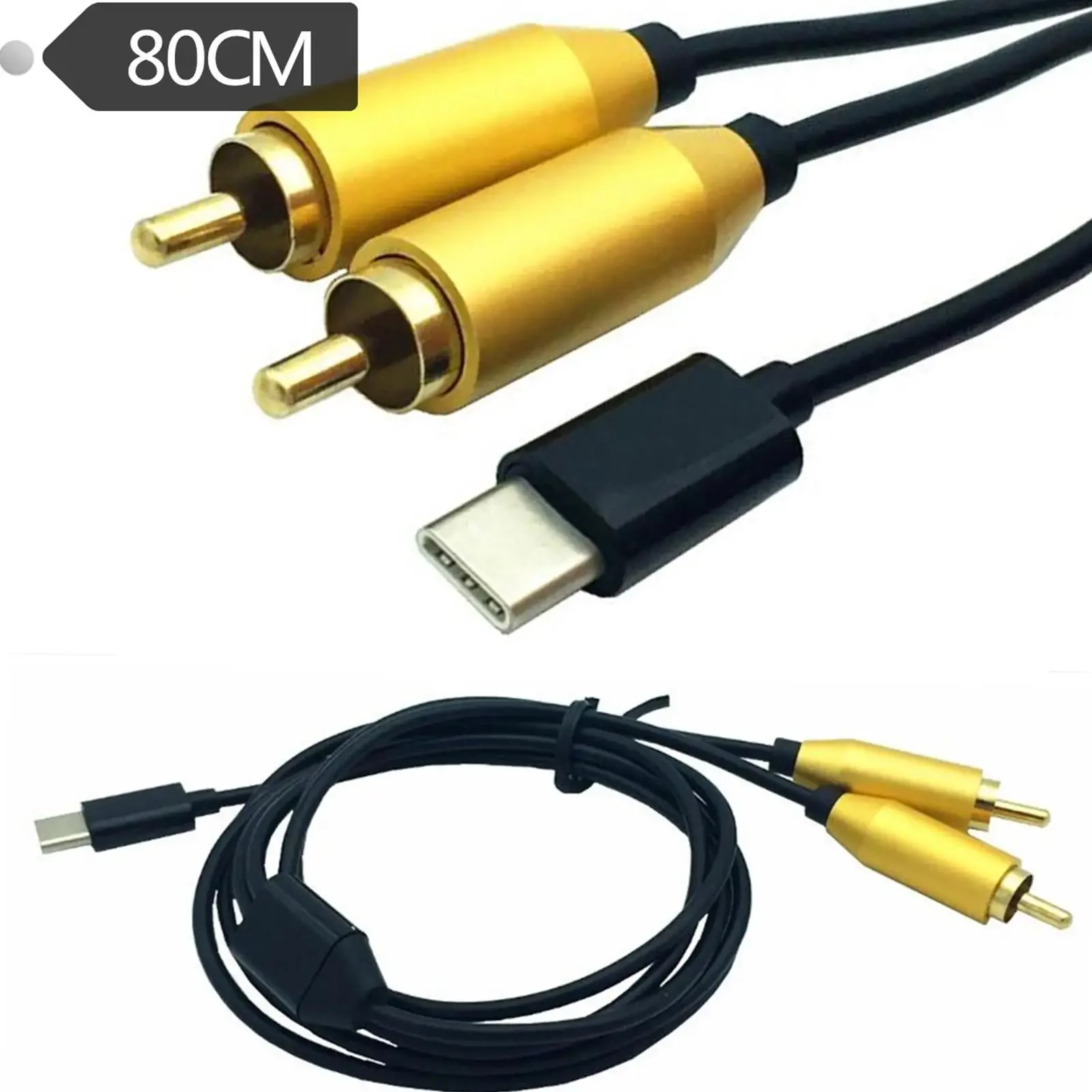 Type-C USB C To 2 Dual RCA Male Signal for Video AV Audio Adapter Cable Converter Function
