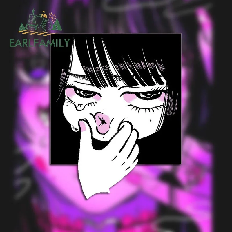 

EARLFAMILY 13cm X 10.3cm for Cute Y2K Girl Car Stickers Personality Anime Decals Occlusion Scratch Bumper Surfboard Decor