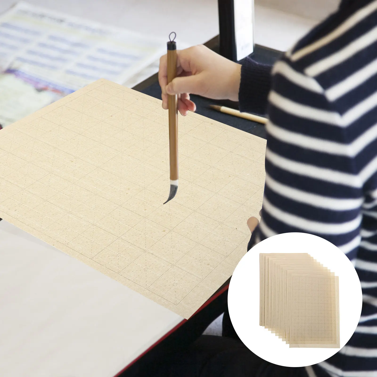 100Sheets Professional Rice Grid Calligraphy Paper Chinese Writing Practice Xuan Paper Brush Ink Calligraphy Supplies