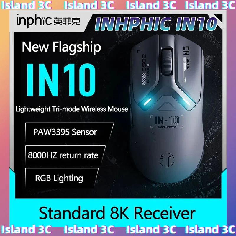 

INPHIC IN10 Wireless Bluetooth Mouse PAW3395 Lightweight Ergonomic Tri-Mode Gaming DPI26000 8K PC Laptop Esport Accessories Gift
