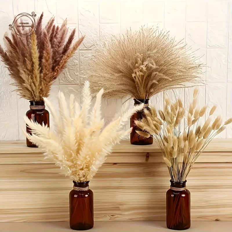 Bouquet de fausses herbes de la pampa séchées style bohème pour toutes les saisons, décoration de table pour Noël, Halloween, Pâques, Thanksgiving, décoration de la maison