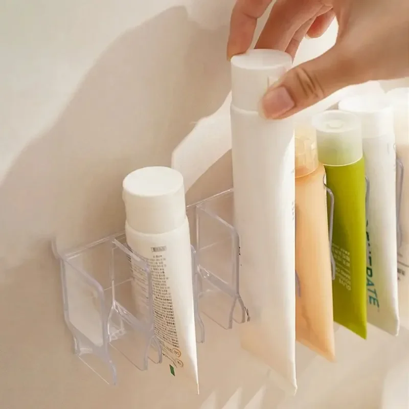 5-grid Wall Mounted Facial Cleanser Storage Rack Waterproof Toothpaste Storage Space Saving Hand Cream Rack Bathroom Accessories