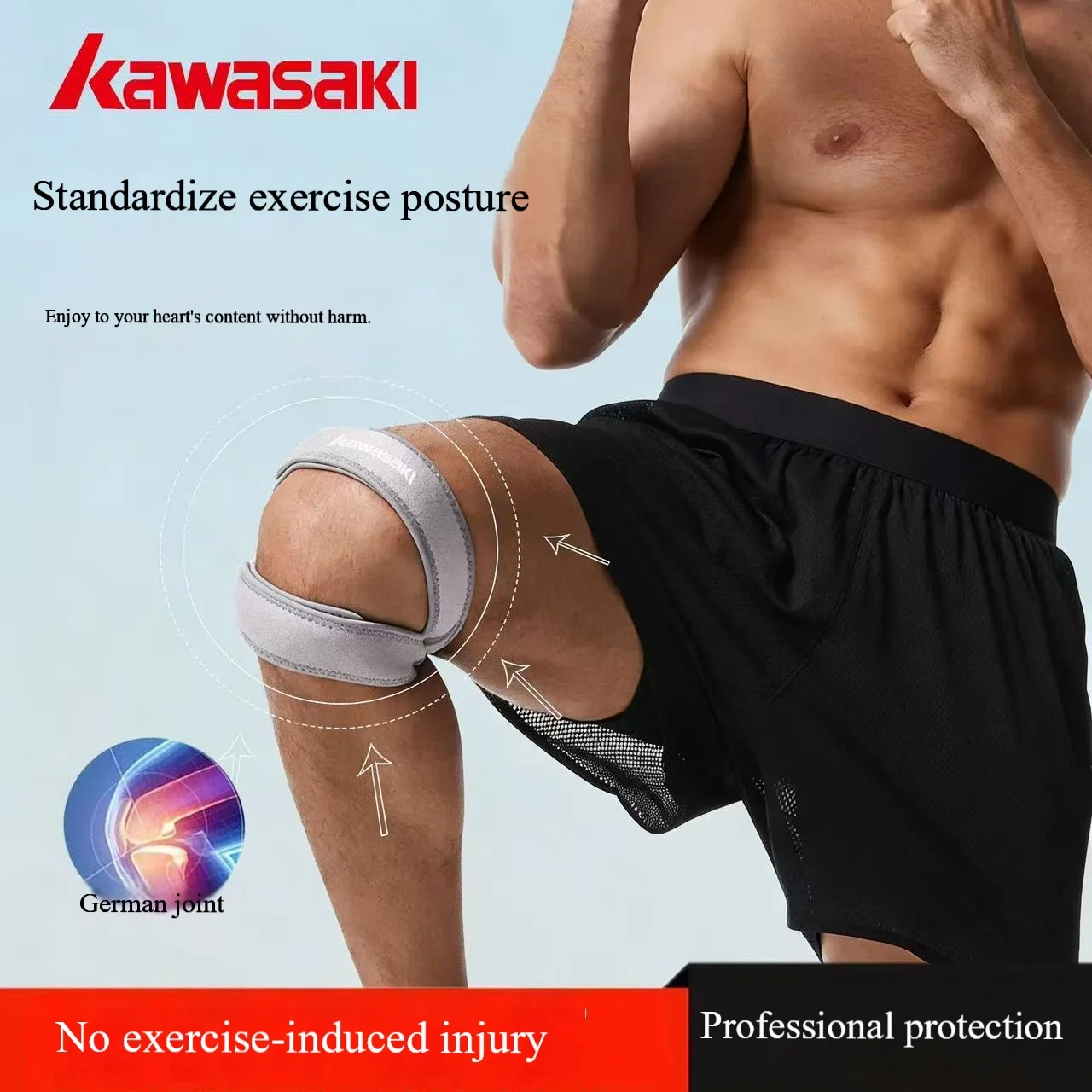 Knee Support Brace Dual Strap Patella Stabilizer, Sports Knee Strap with Silicone Pad, Breathable Knee Protector for Workout