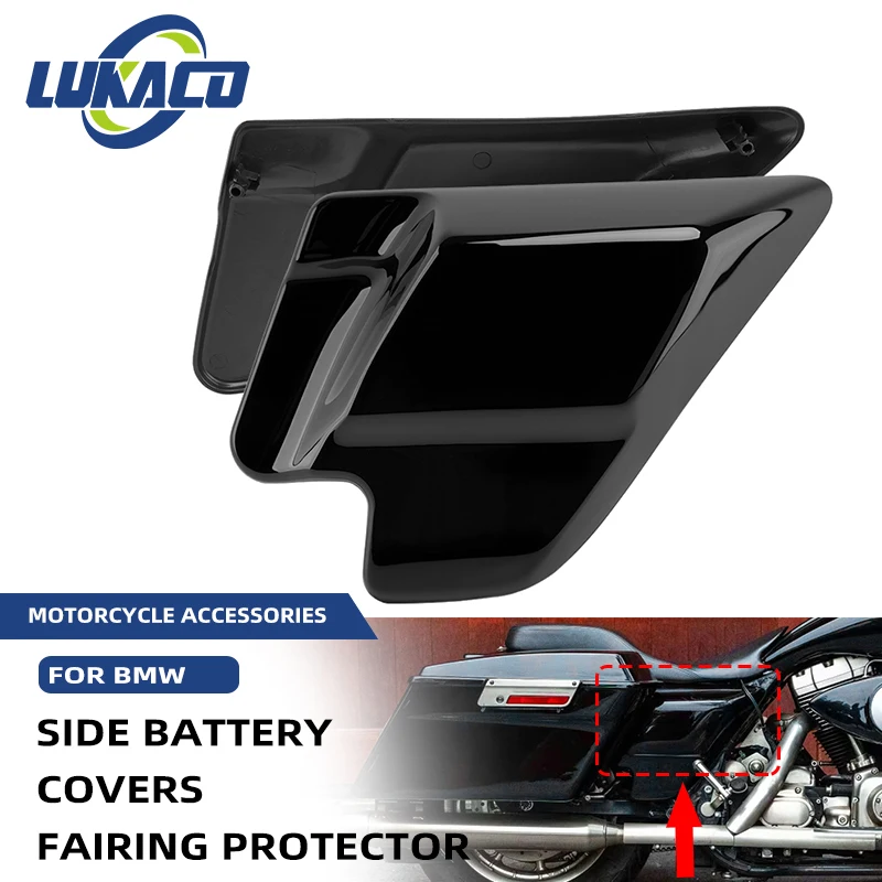 

Gloss Black Motorcycle Accessories ABS Left Right Side Cover Panels For Harley Touring Electra Street Glide Road King 1997-2008