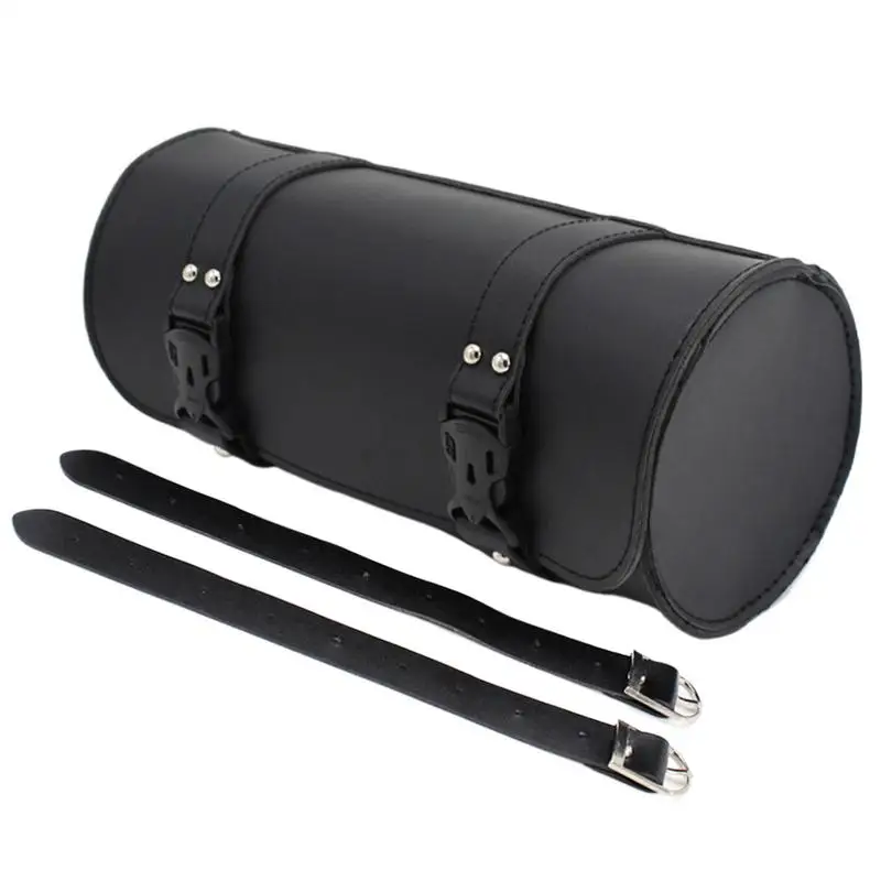 Motorcycle Handlebar Bag PU Leather Motorcycle Roll Bag Waterproof Dirty Bikes Saddlebags Vintage Pouch with Straps Storage bag