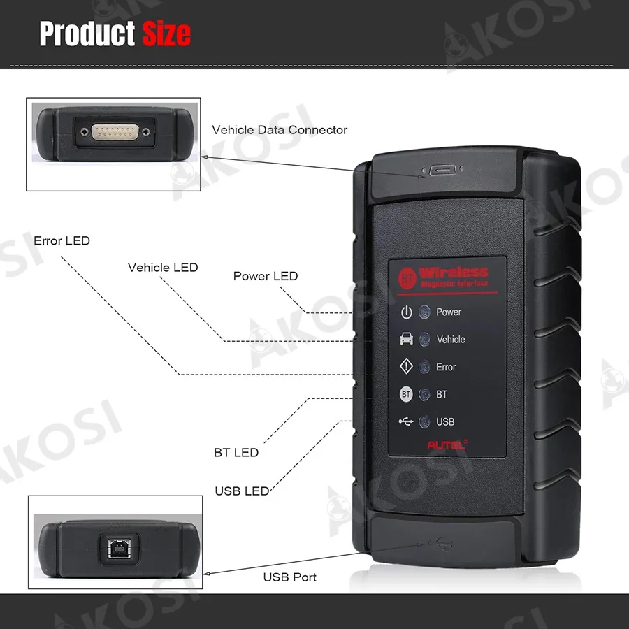 Autel Wireless Diagnostic Interface VCI Communication Adapter Bluetooth MaxiSys Pro MS908S 908 Mini MaxiCOM MK908P BT USB image 3