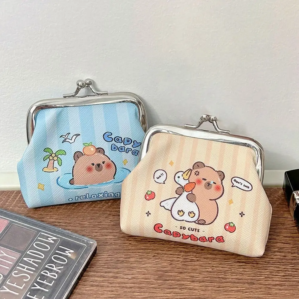 Capybara Cartoon Coin Purses PU Mini Wallets Kids Clutch Money Bags Short Mini Key Card Holder Storage Bag Hasp Change Purse