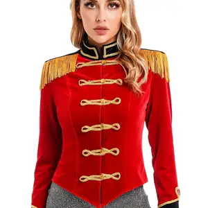 Master Velvet Ring Kostüm für Frauen Zirkus Kostüm Jacke Ringmeister Schultertisch Frosch 8 Hauptverkaufsmantel mit Fransenkind - №8