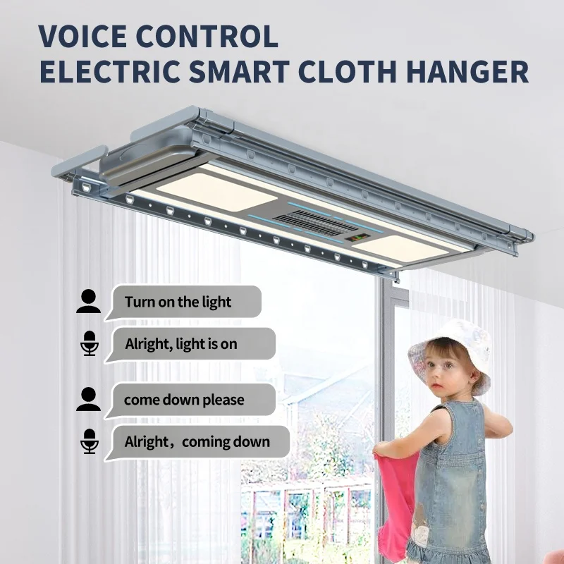 Voice Command Smart Clothes Dryer Automated Laundry Rack Ceiling Drying Rack Technology China Wholesale Shark Laundry Basket LVD