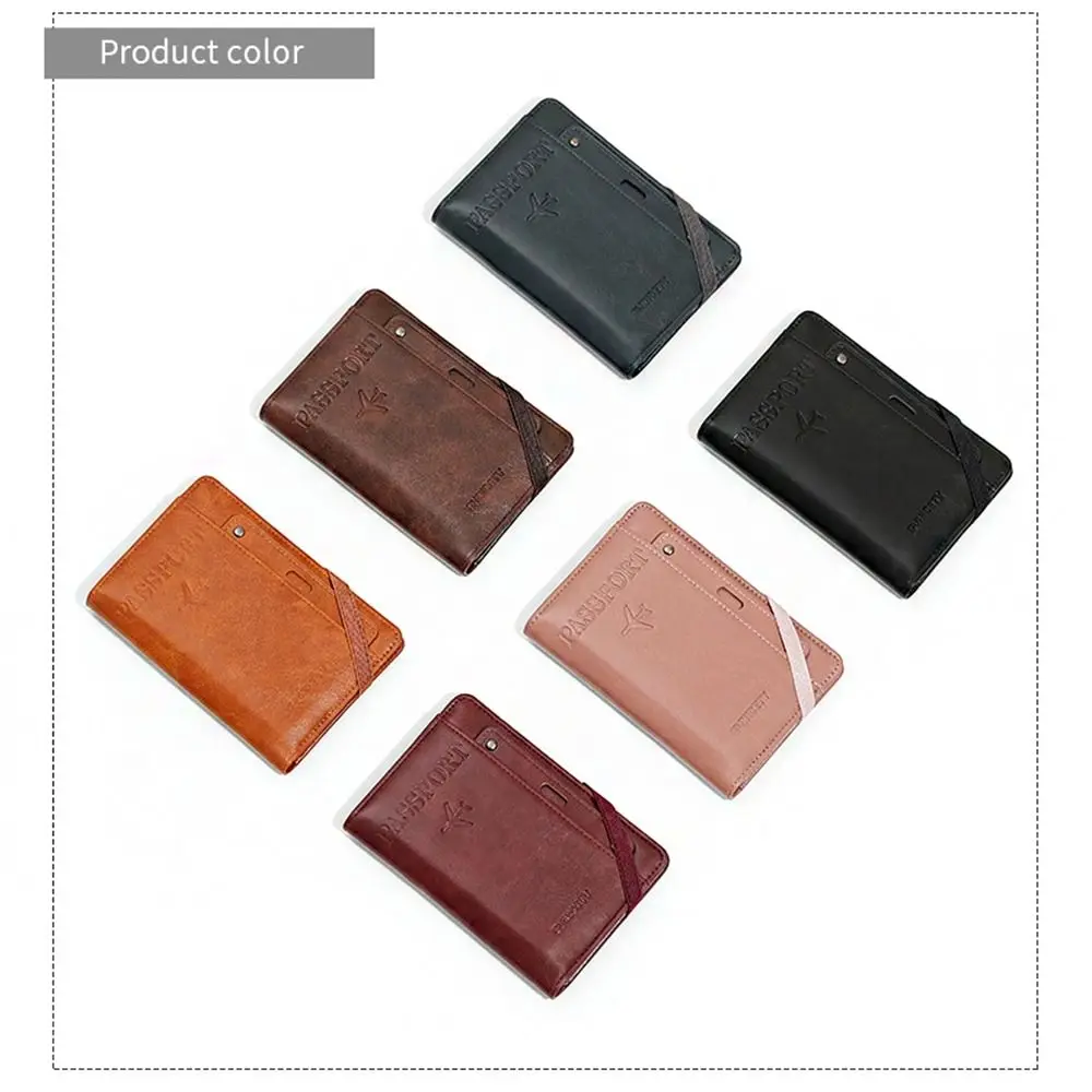 With RFID PU Leather Passport Holder Travel Wallet Passport Package Passport Protective Cover ID Document Airplane Check-in