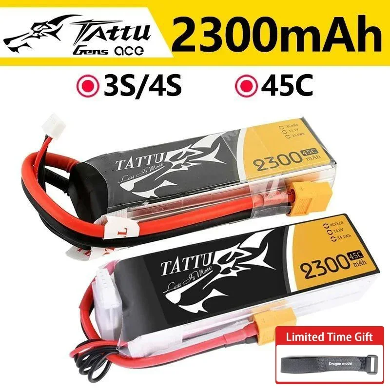 ACE Tattu LiPo Rechargeable Battery 3S 4S 2300mAh 45C 1P for RC FPV Racing Drone Quadcopter Drone Batteries