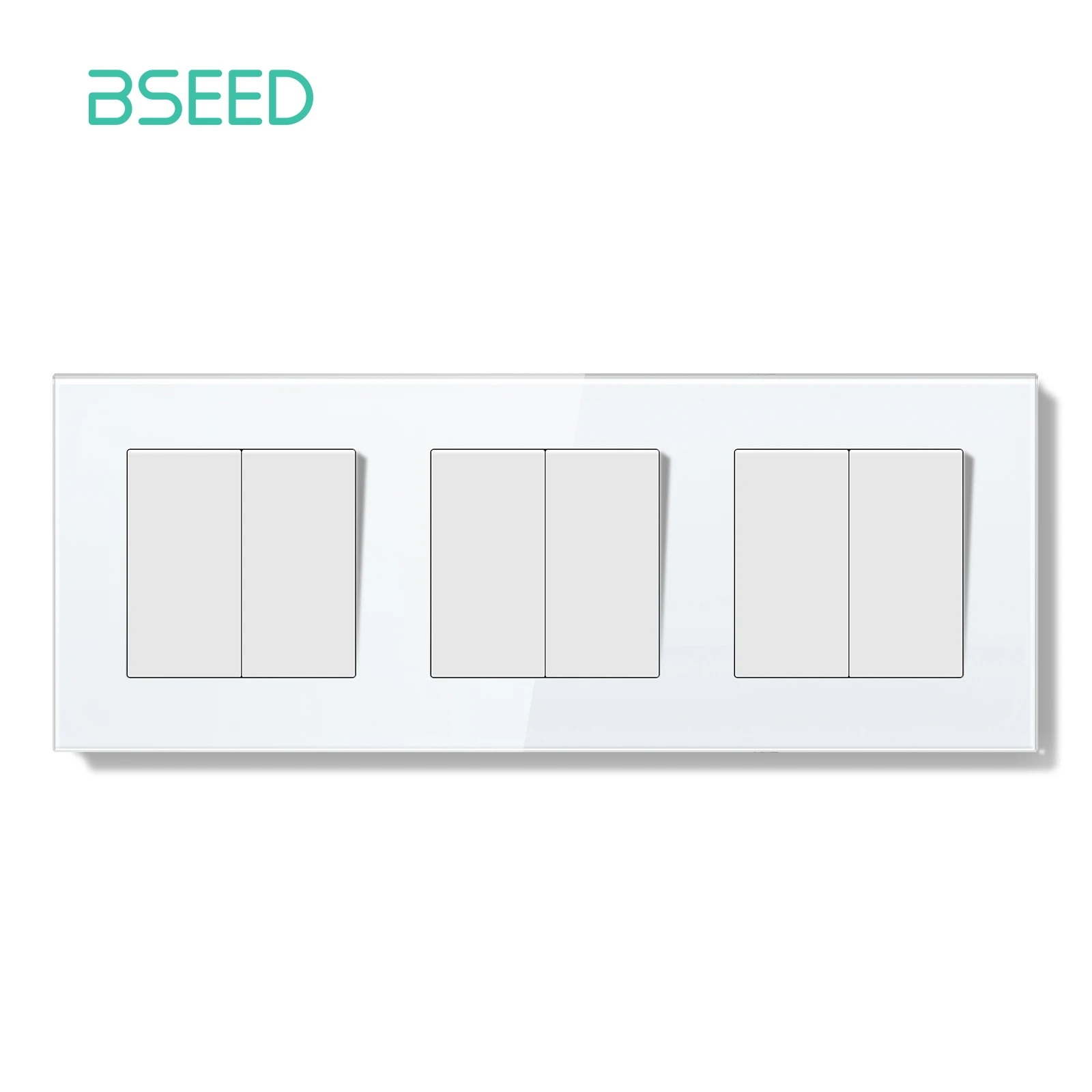 BSEED E-serie mechanische knopschakelaar 1/2Gang 1-weg dubbele lichtschakelaar Drievoudige tuimelschakelaar Glazen paneelschakelaar Aan Uit 250V