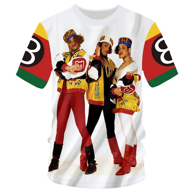 Męska dzianina 3D gwiazda moda na zamówienie z Salt-n-Pepa-8-ball-O dekoltem T-shirt Plus Size na co dzień z krótkim rękawem