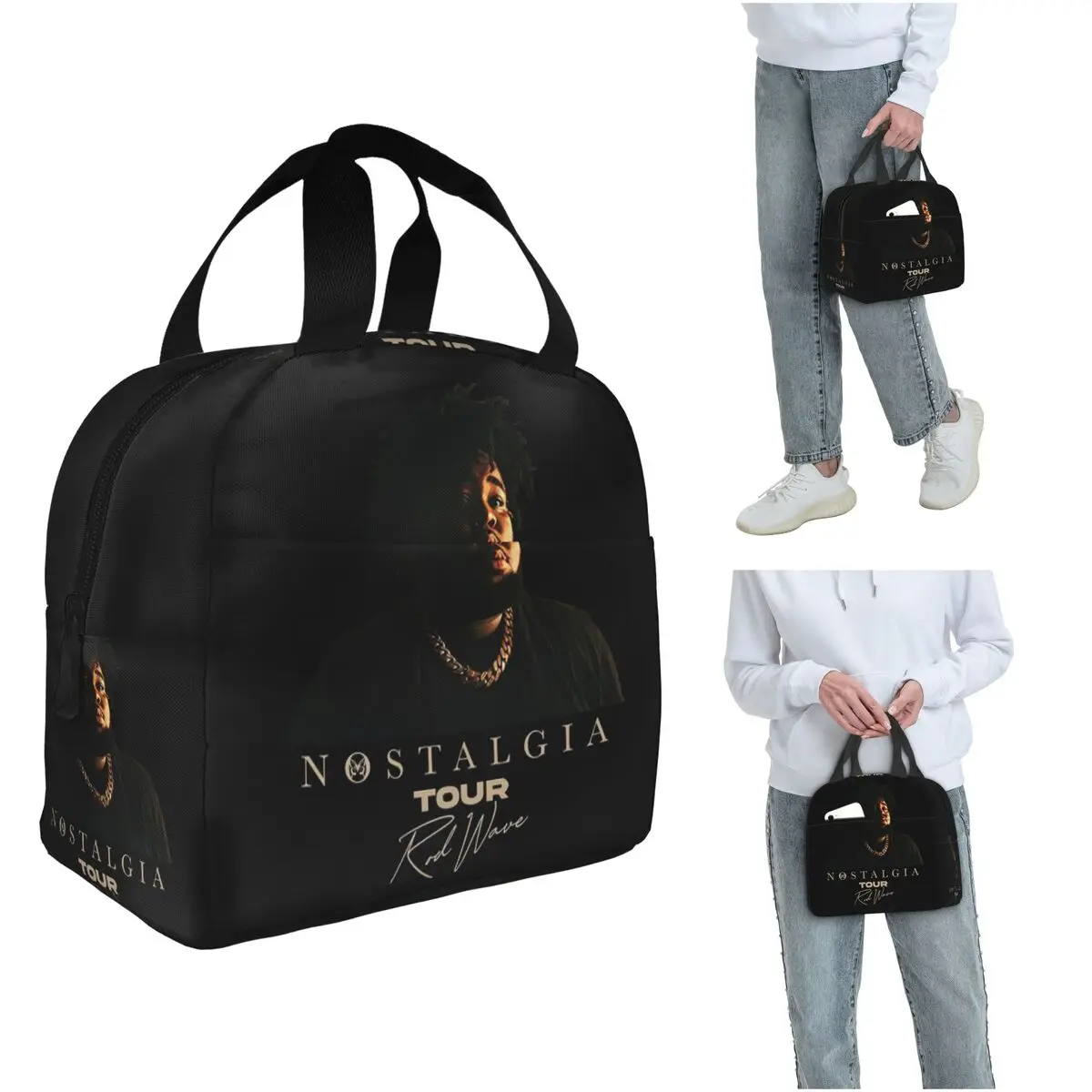 Rod Wave Nostalgia Tour Rap Insulated Lunch Bag for Women Kids Leakproof Food Boxes Thermal Lunch Box Tote