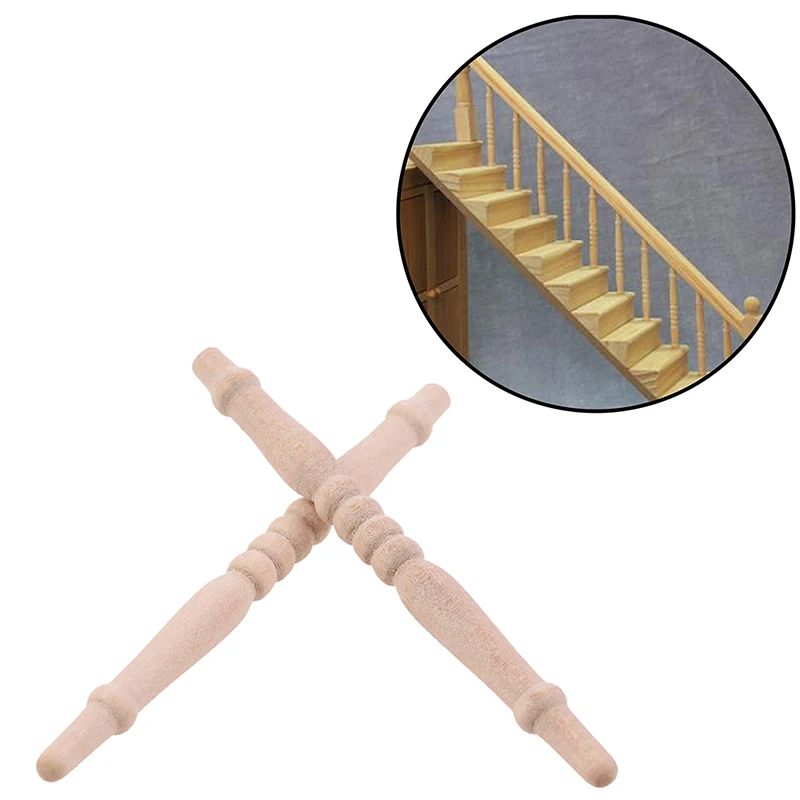 12pcs/lot 1:12 Dollhouse Miniature Wood Stair Railing DIY Model Accessories