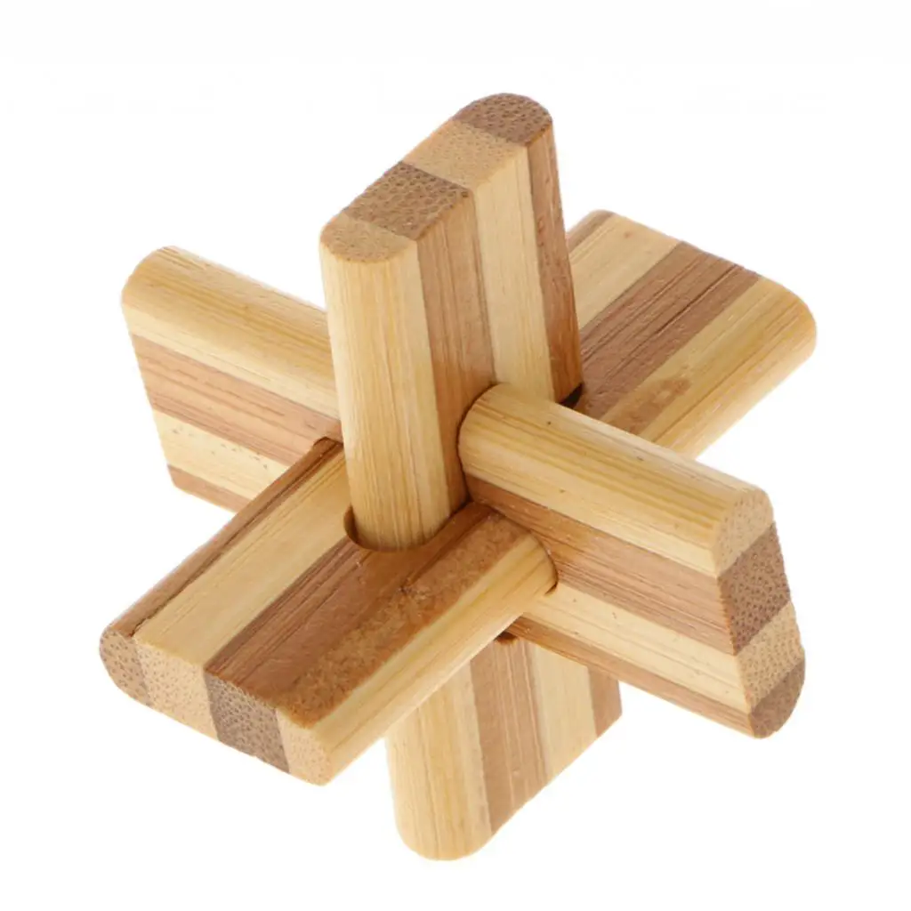 3-6pack Wooden Kongming Lock Toy Chinese Puzzle Game Family Home Play Kids Gift