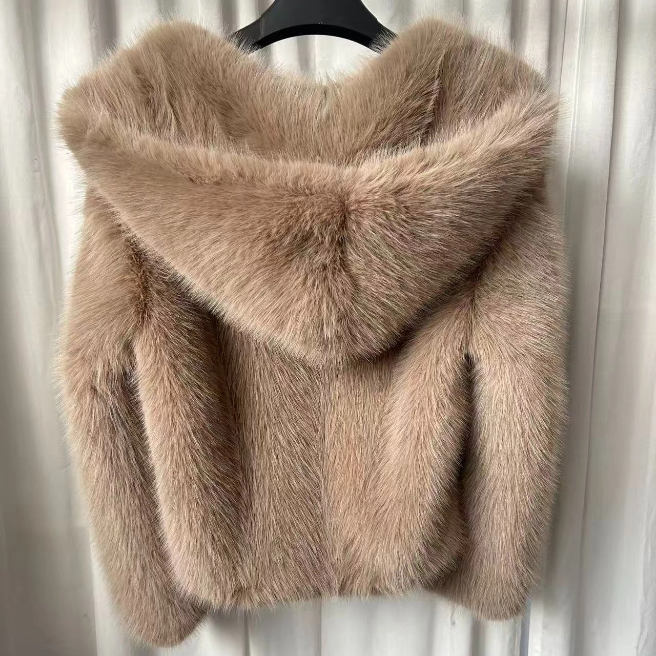 여성용 인조 여우털 코트 솔리드 재킷 후드 긴 소매 오픈 스티치 두꺼운 따뜻한 털 퍼리 아우터웨어 우아한 2025 가을 겨울