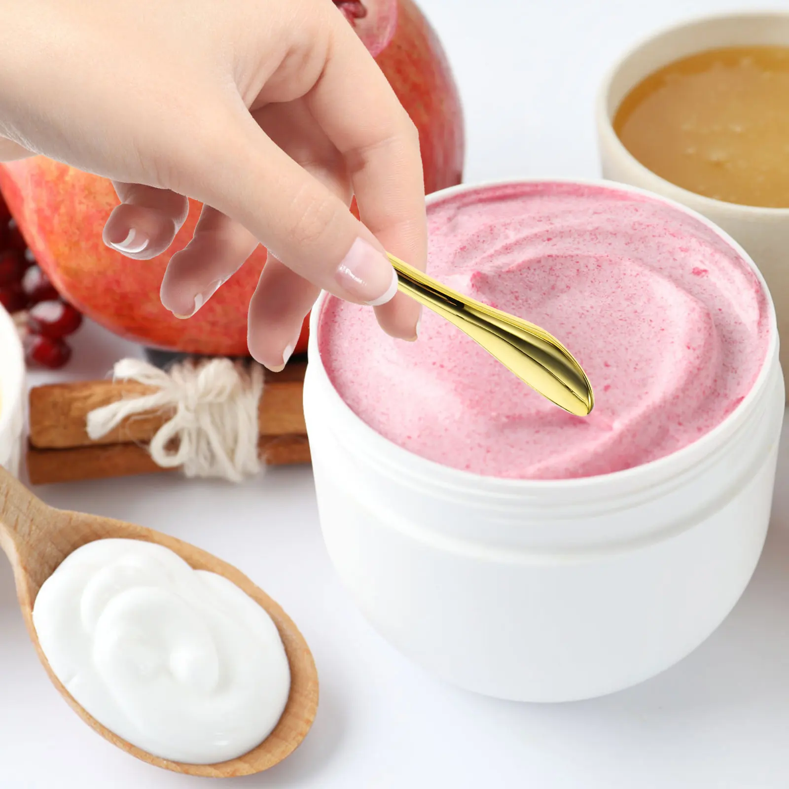 5Pcs Zinc Alloy Eye Cream Spoon Professional Massage Tool Portable Eye Applicator Facial Care Accessory for Daily Use Household